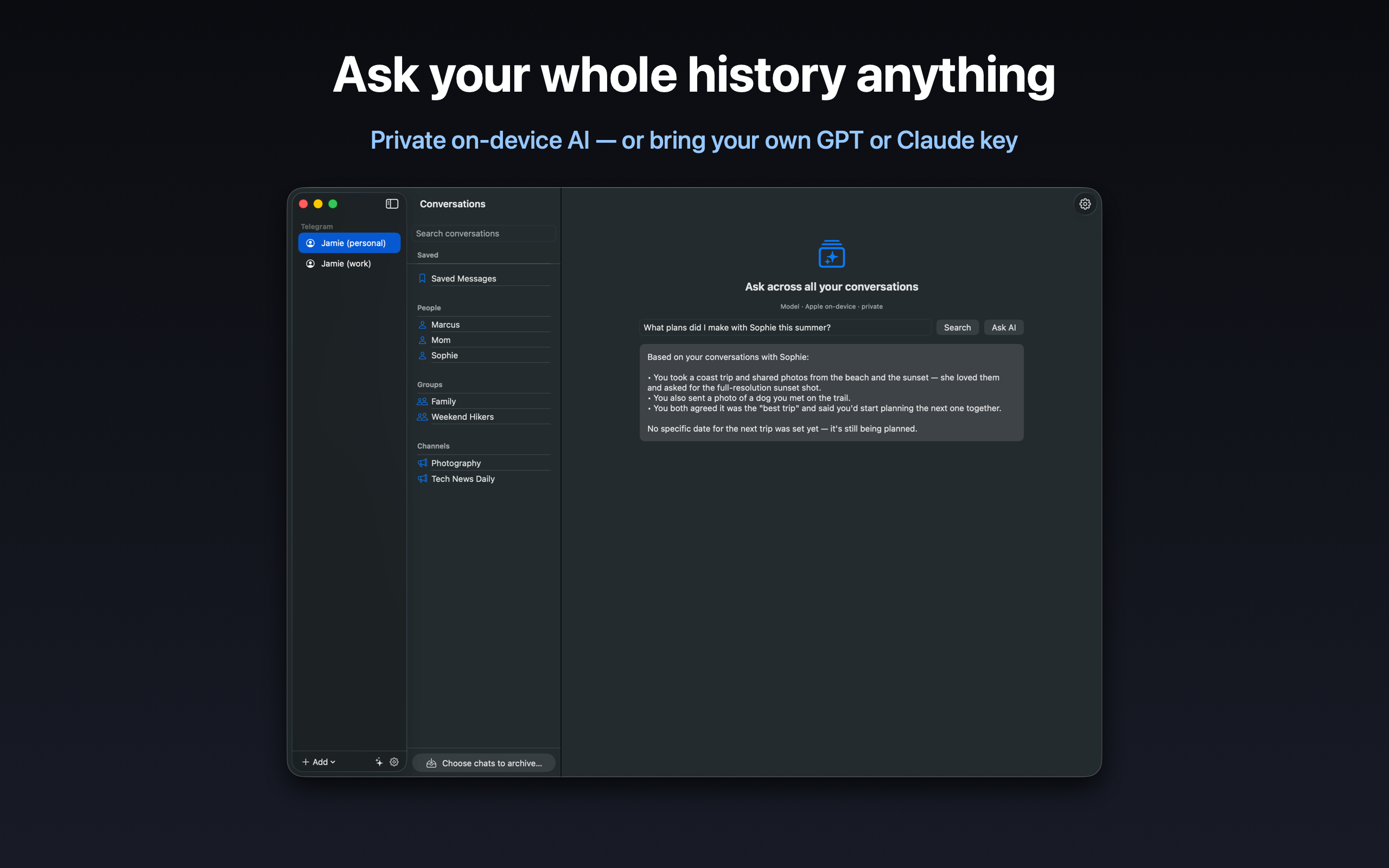 Ask your whole history anything — private on-device AI